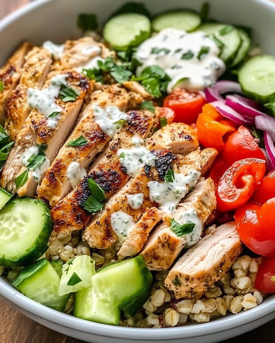 Griechische Hähnchen-Getreideschüssel