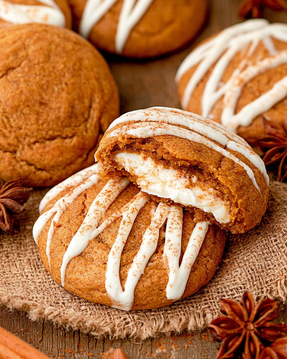 Pumpkin Cookies with Cream Cheese Filling