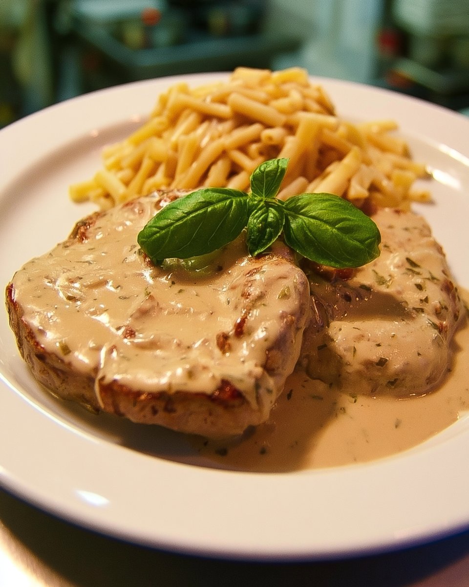 Minutensteaks vom Schwein in Frischkäse-Sahnesoße