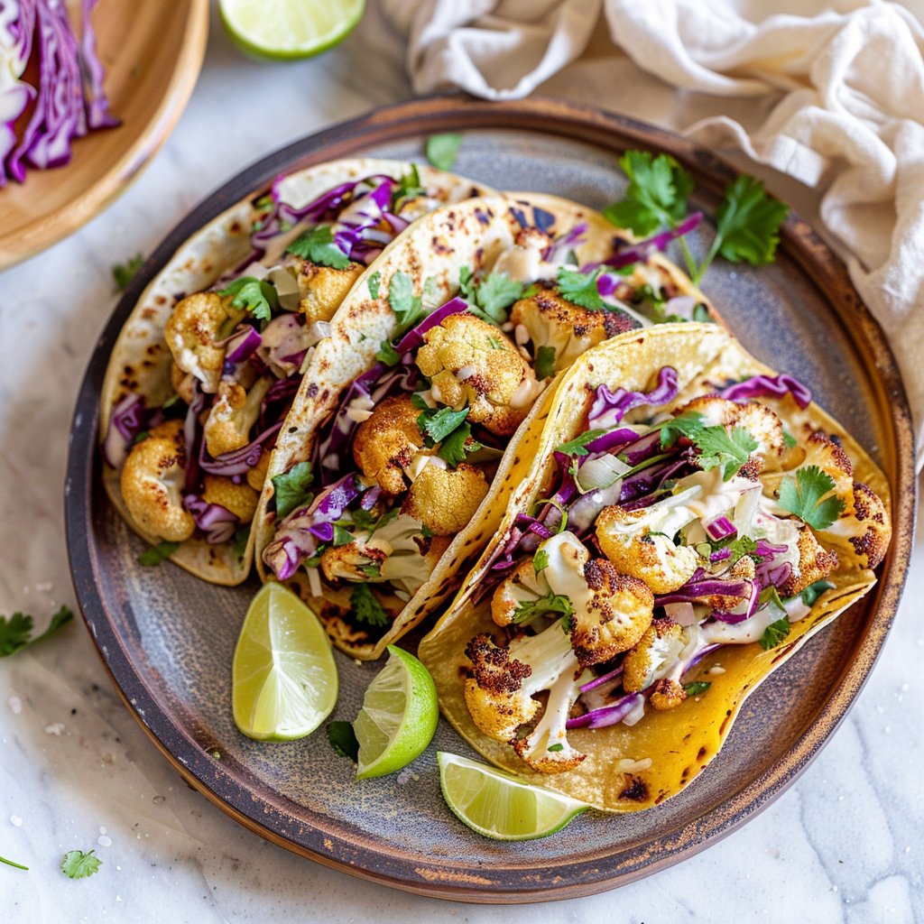 Cauliflower Tacos with Cabbage Slaw