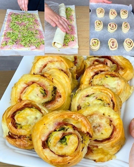 Rotolo di Pasta Sfoglia con Prosciutto e Zucchine