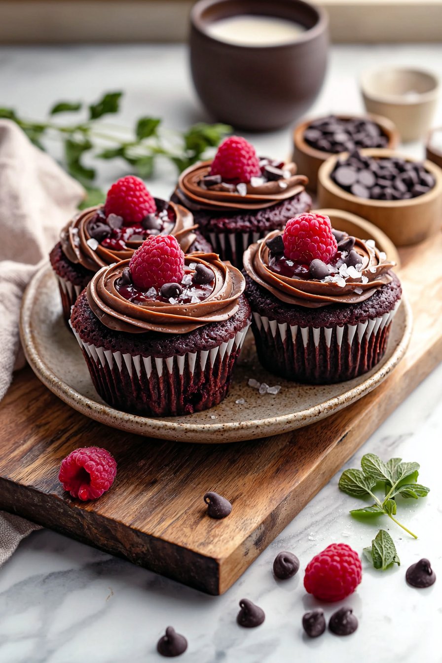 Double Chocolate Raspberry Cupcakes