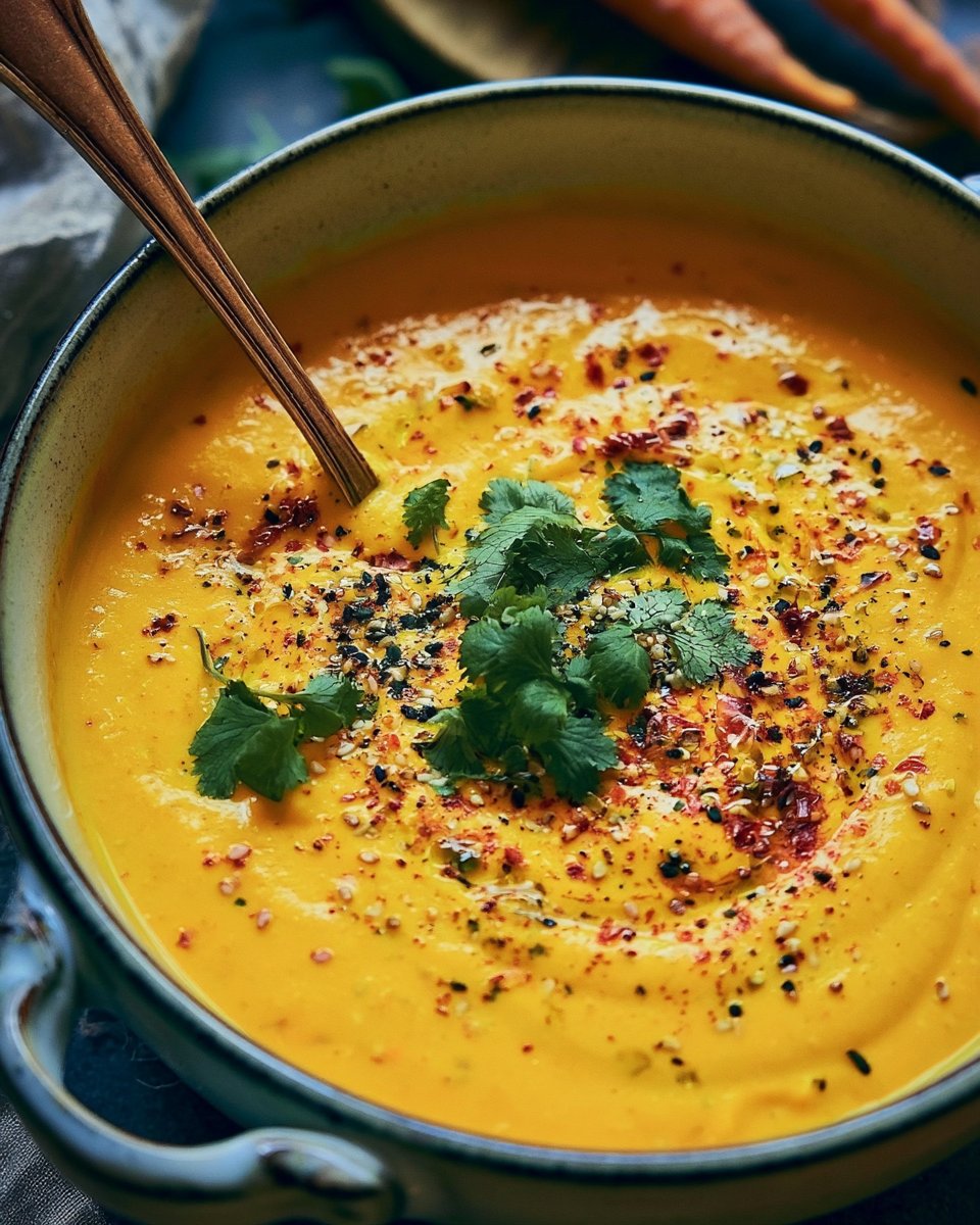Sesame-Spiced Carrot Soup with Red Lentils