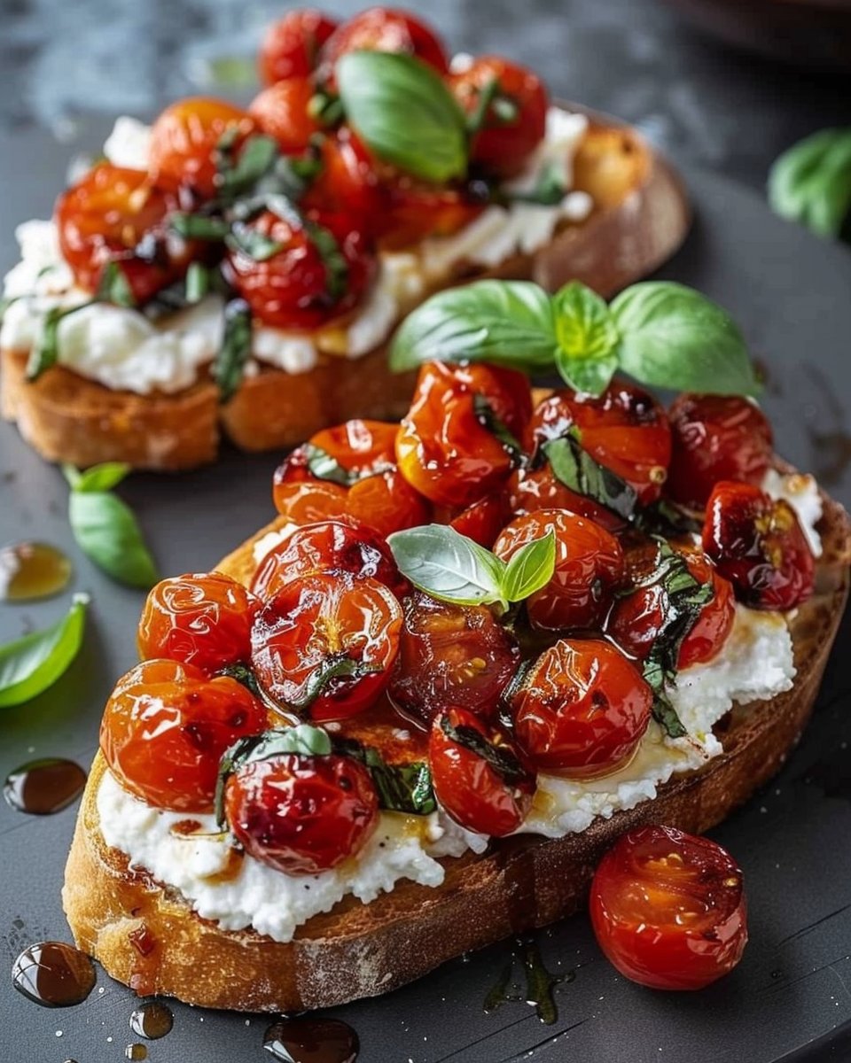Ricotta Bruschetta with Roasted Tomatoes