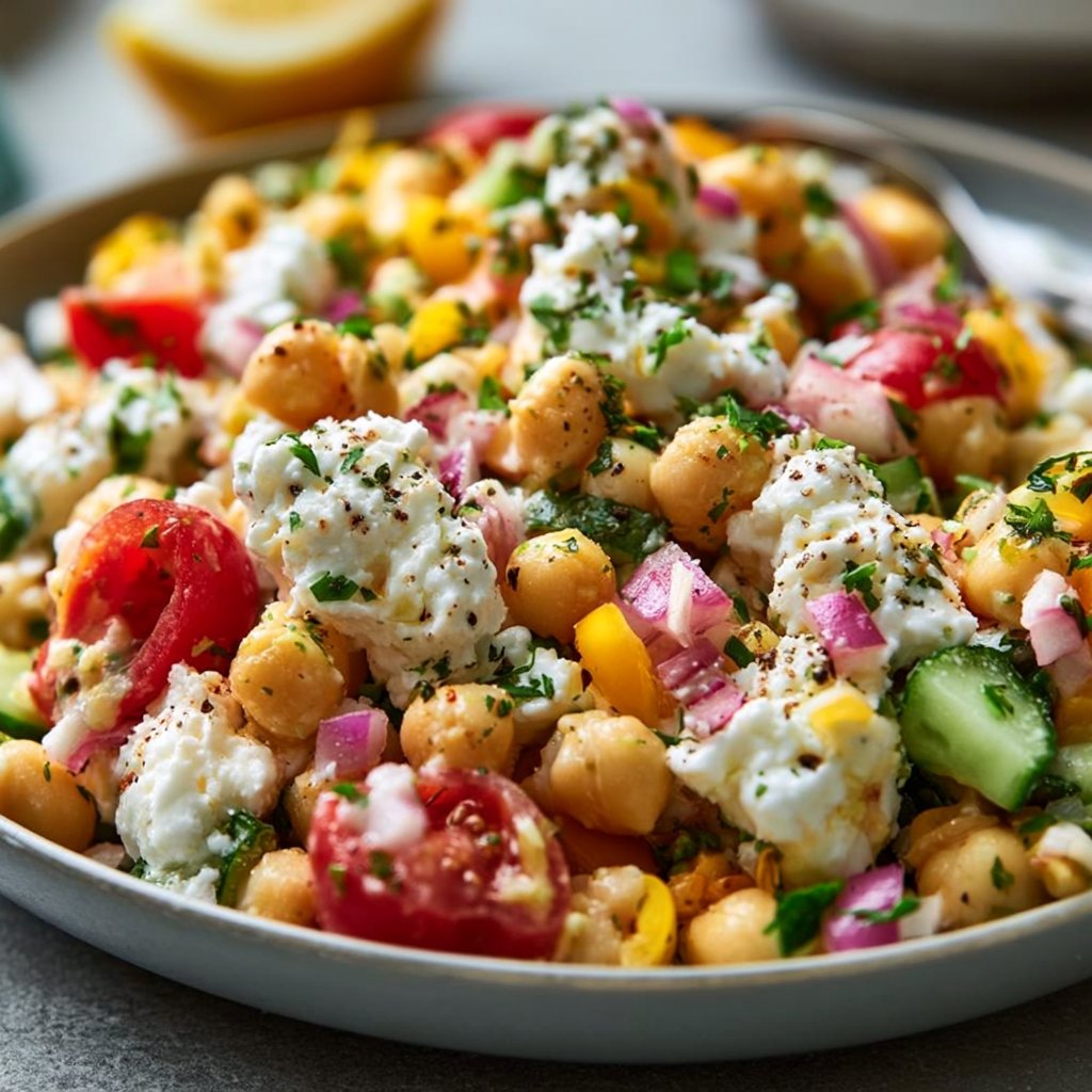 Hüttenkäse Kichererbsensalat