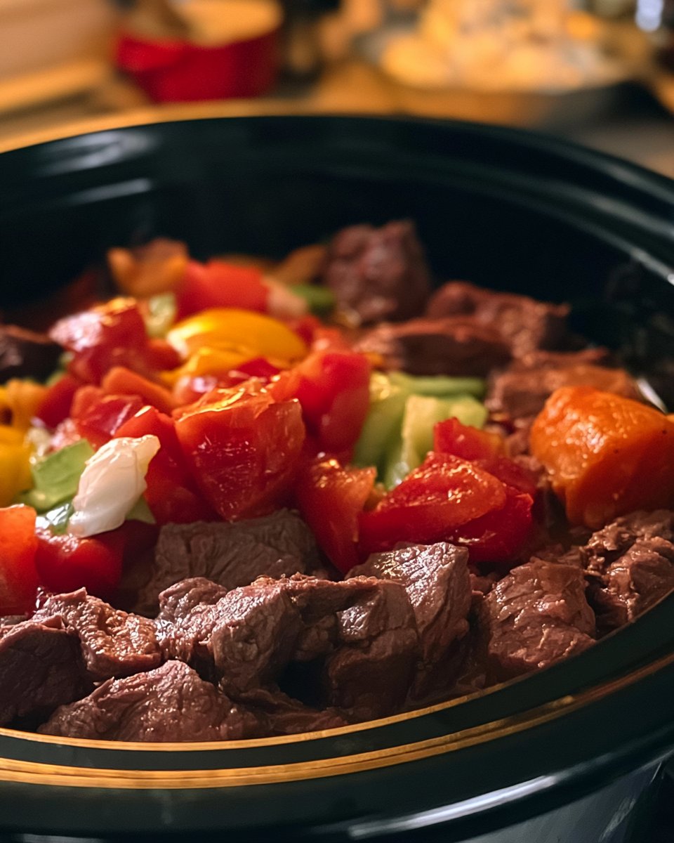 Easy Slow Cooker Pepper Steak Recipe