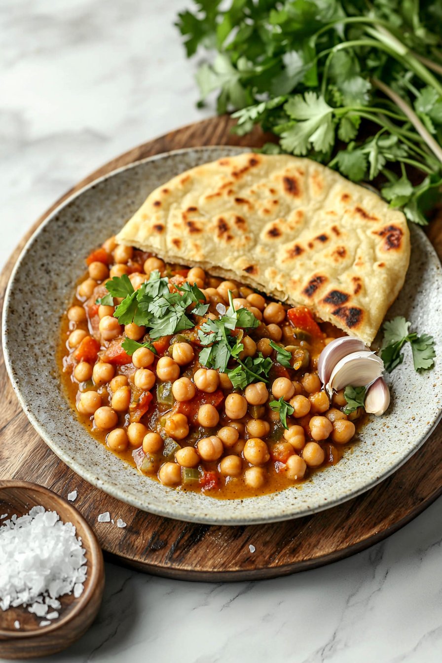 Kichererbsencurry mit Fladenbrot
