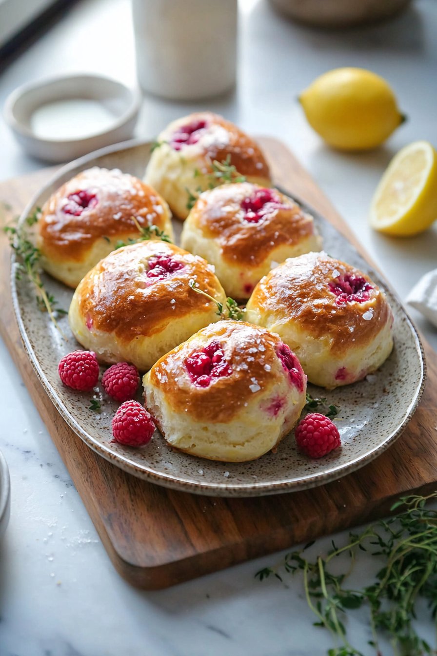 Lemon Raspberry Brioche Buns