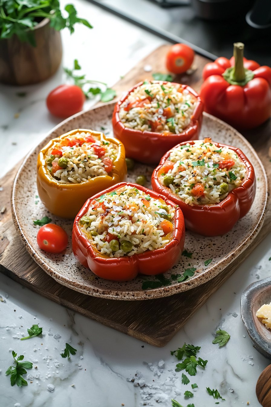 Gefüllte Paprika mit Reis und Gemüse
