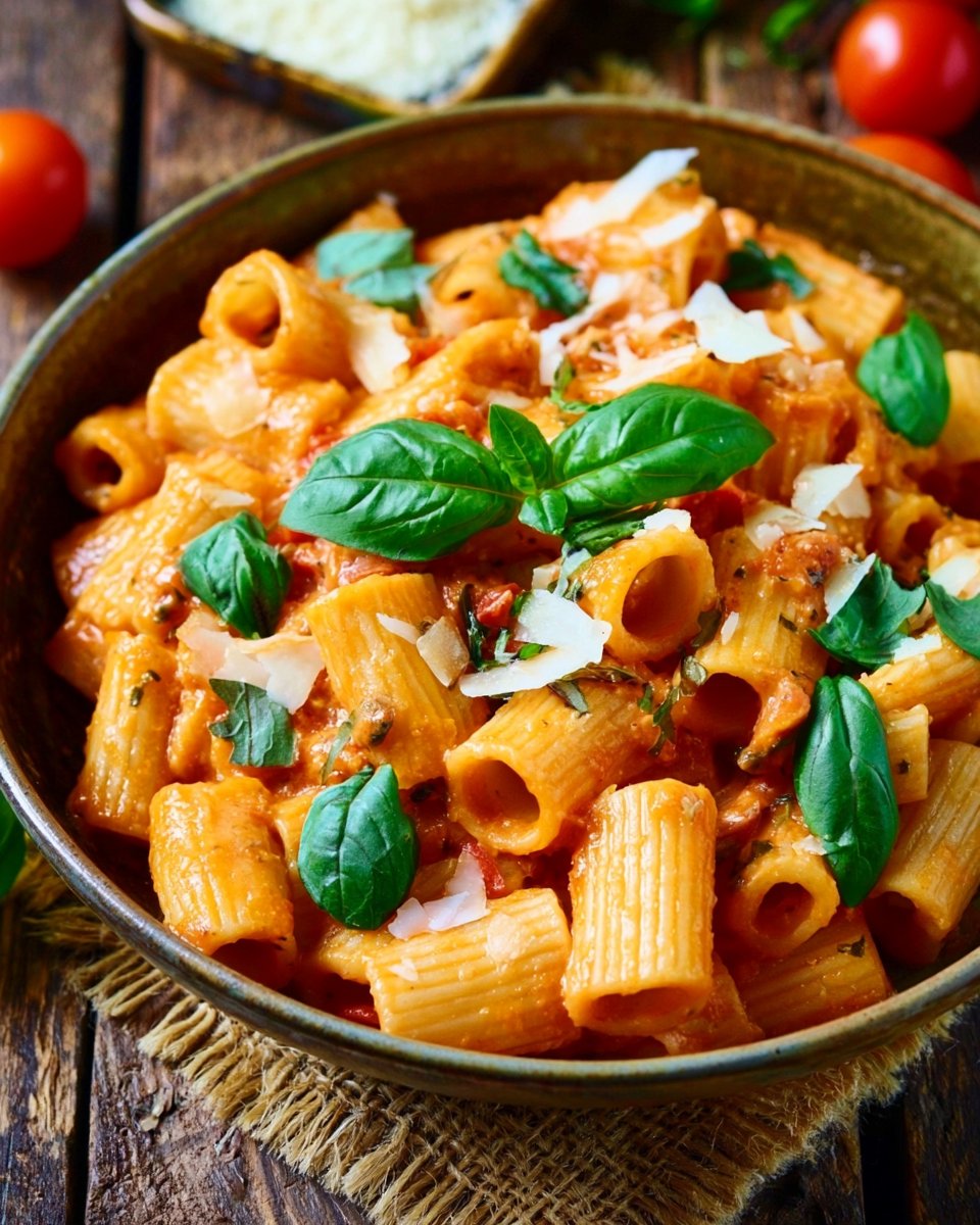 Ein-Topf-Pasta mit Kirschtomaten und Basilikum
