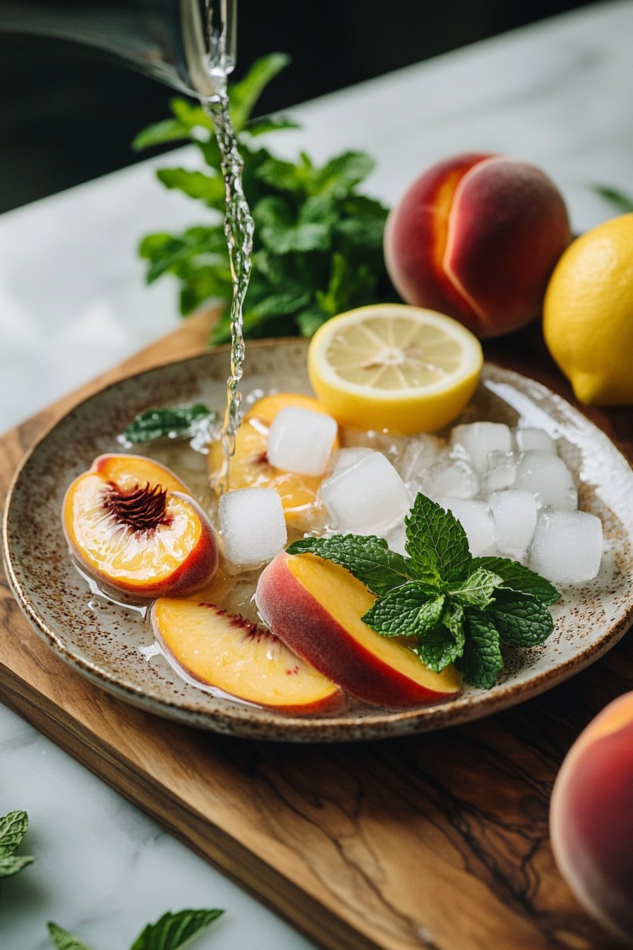 Erfrischendes Pfirsich-Eisgetränk