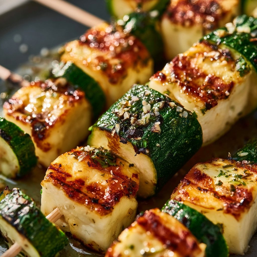 Halloumi-Zucchini-Spieße vom Grill