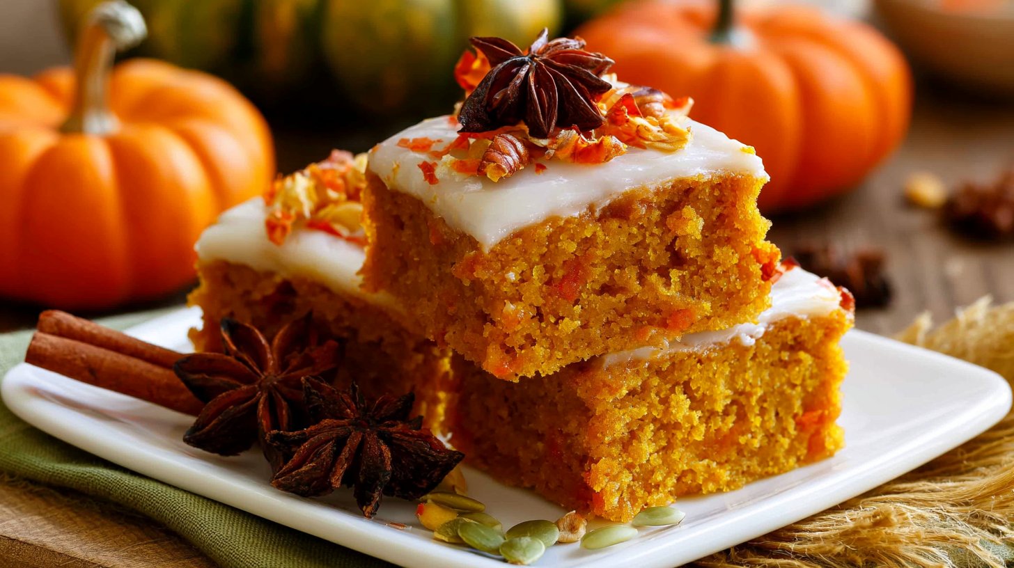 Soft & Moist Spiced Pumpkin Bars