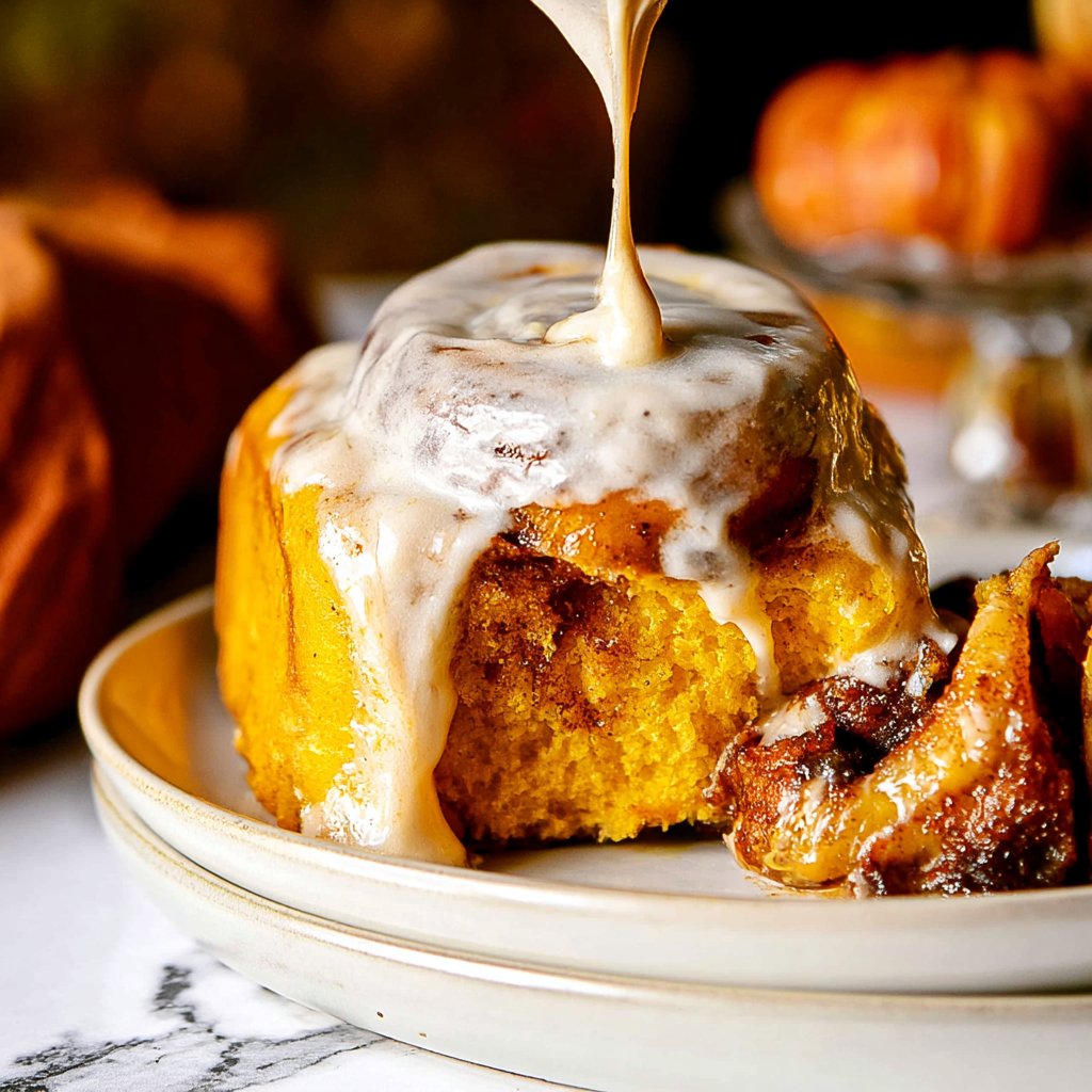 Fluffy Maple Cream Cheese Glazed Pumpkin Cinnamon Rolls