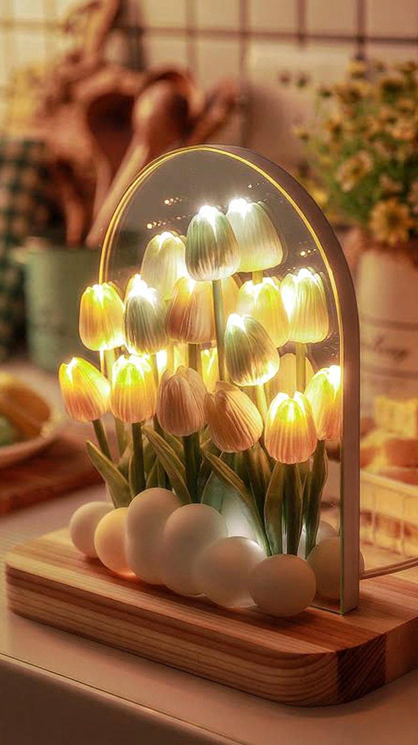 Tulip Night Light Mirror Cloud Lights DIY, Simulation Flower Decorative Night Lamp, Living Room Decor Table Lamp, Gift for Girls, Atmosphere Decoration Desk Ornament 2026 - $17.99