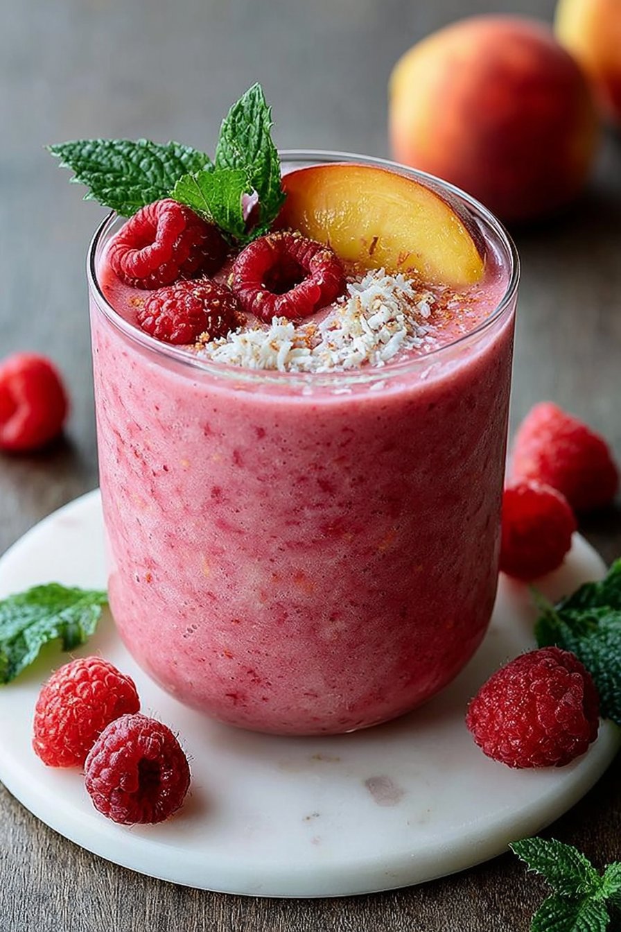 How to make Raspberry Peach Smoothie? 2 Raspberry Peach Smoothie