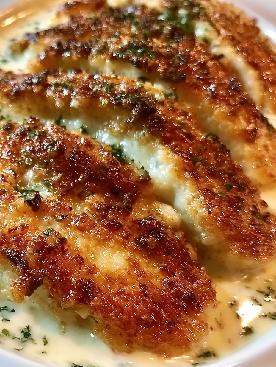 Pollo Crujiente al Parmesano con Salsa de Crema de Ajo Deliciosa