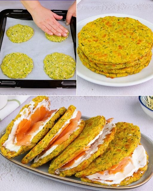 Tortillas di Zucchini con Crema di Formaggio e Salmone Affumicato