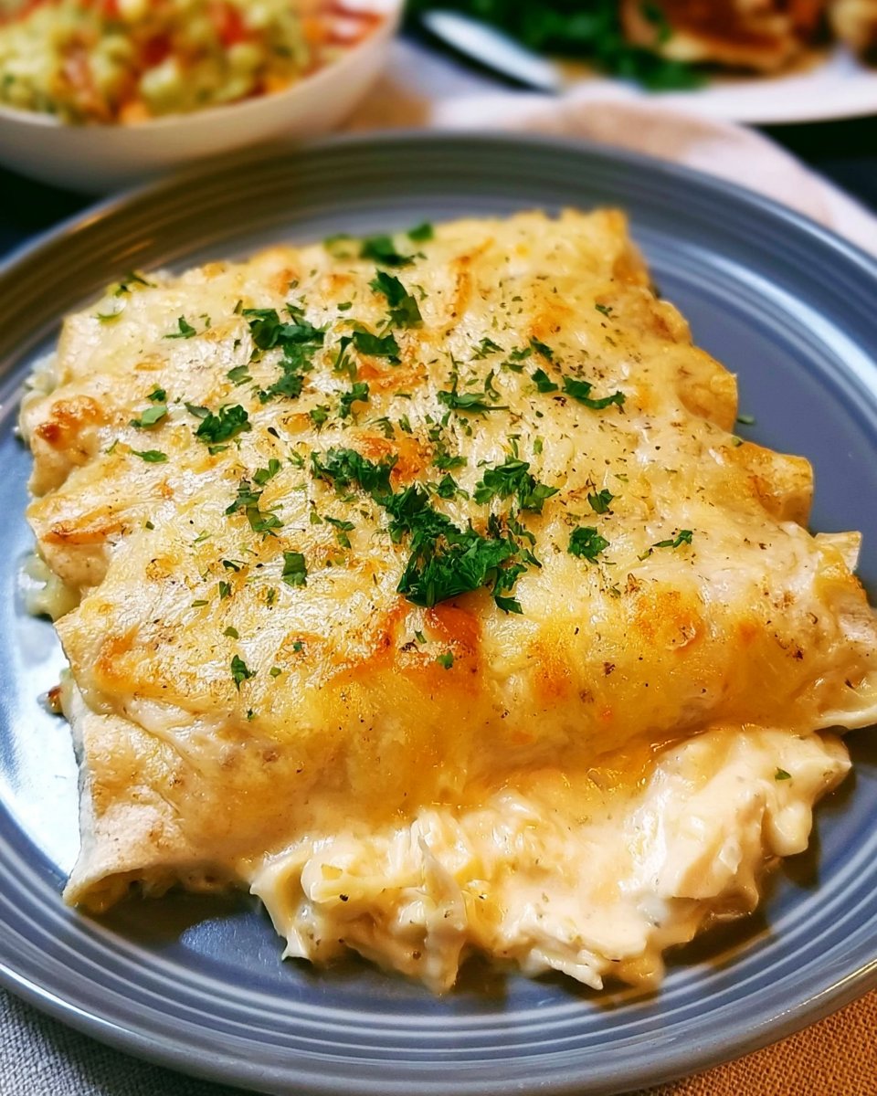Creamy Chicken Enchiladas in White Sauce