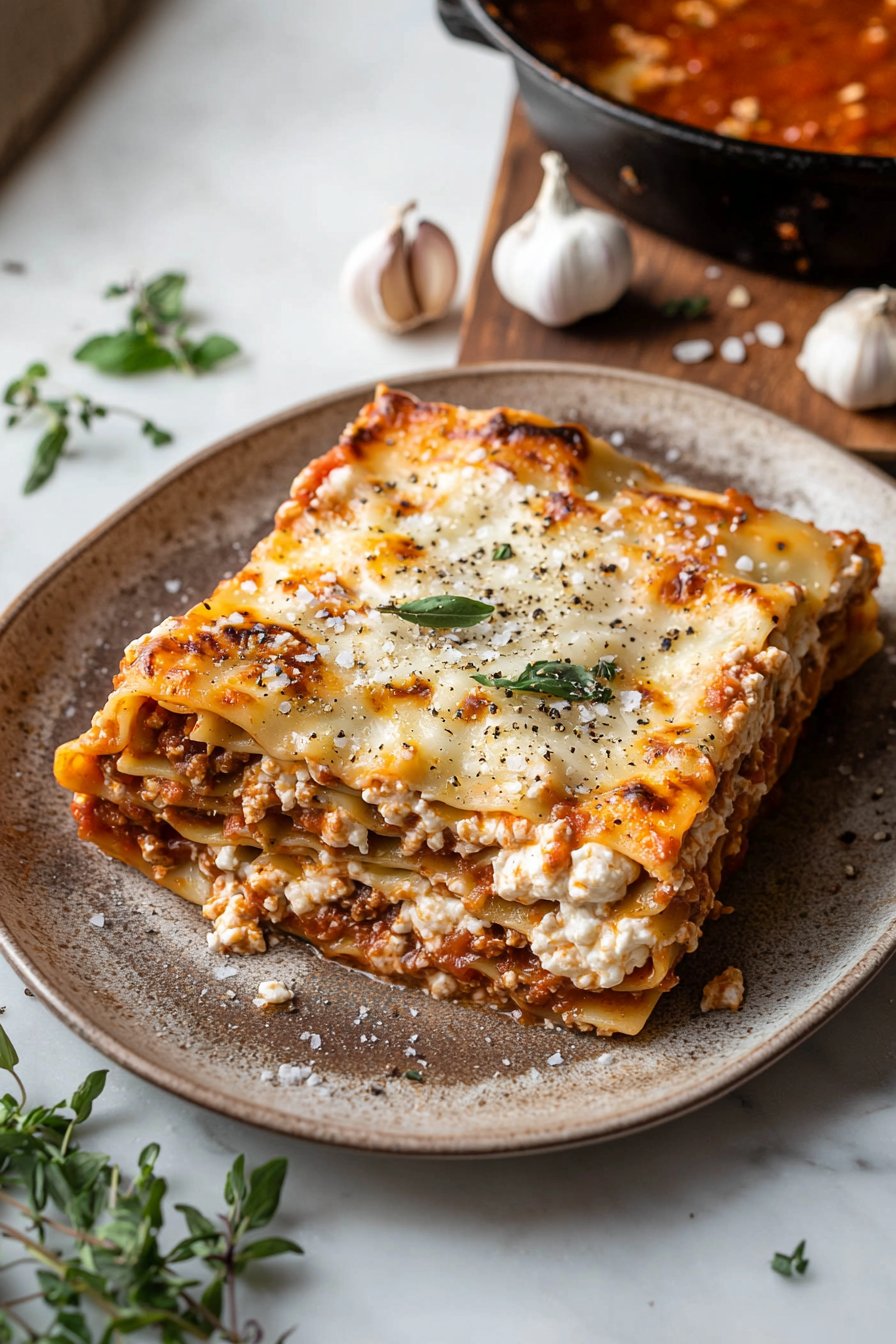 Hausgemachte Lasagne mit Ricotta-Käse