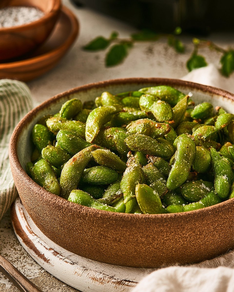 Crispy Air Fryer Edamame From Frozen in 10 Minutes