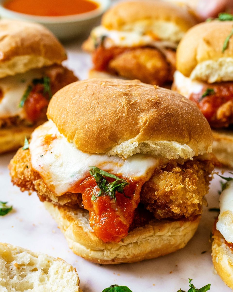 Easy Air Fried Crispy Chicken Parm Sliders