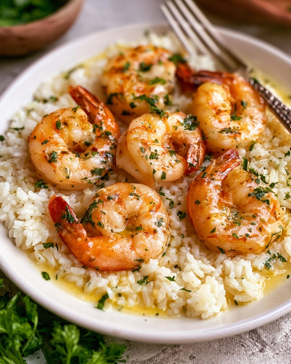 Garlic Butter Shrimp With Rice