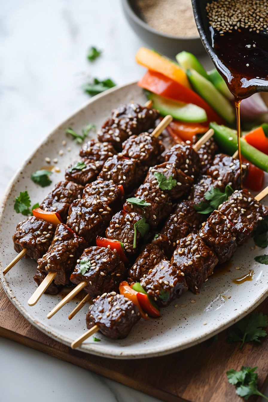 Teriyaki-Sesam-Rindfleisch-Spieße