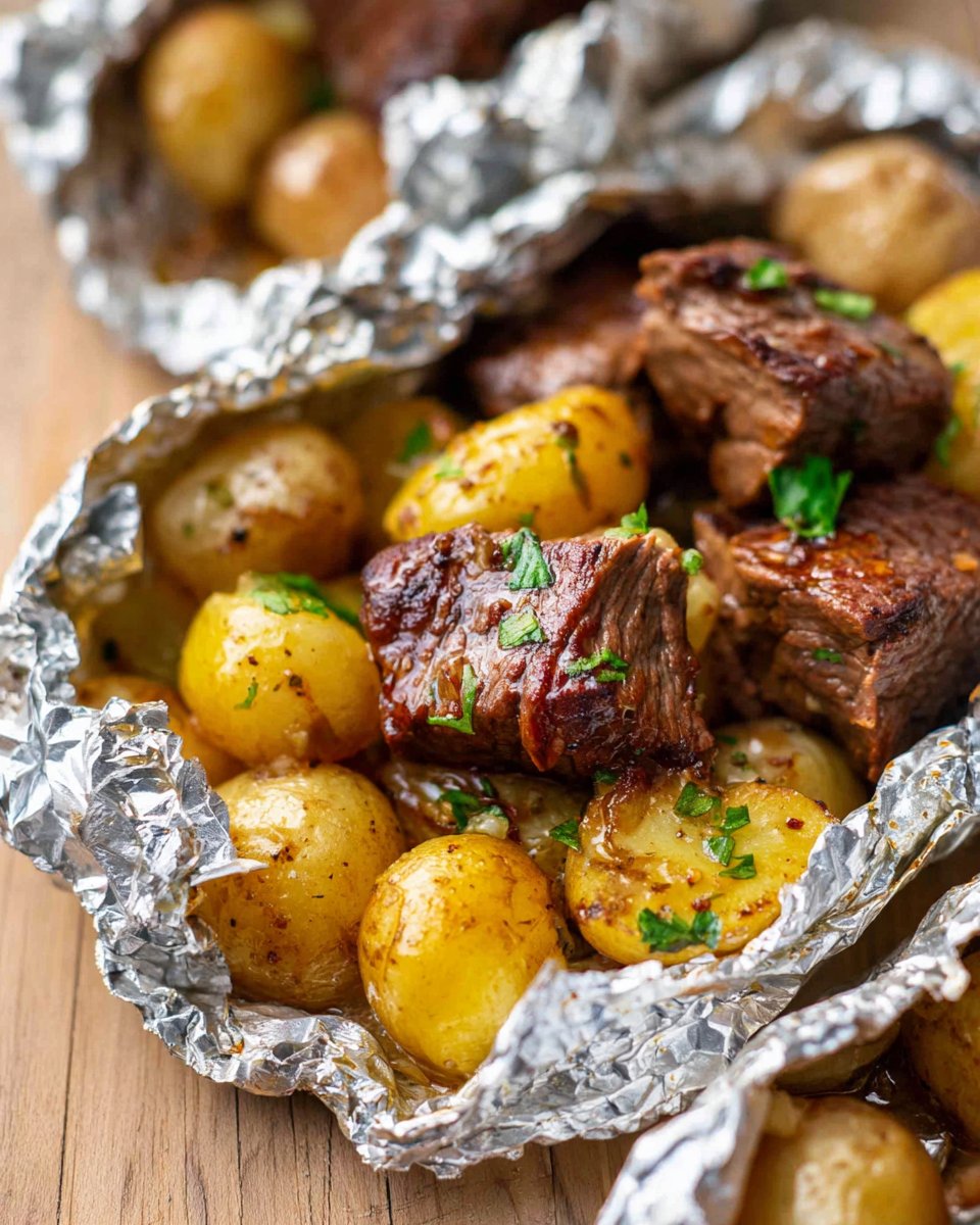 Garlic Butter Steak and Potato Foil Packets