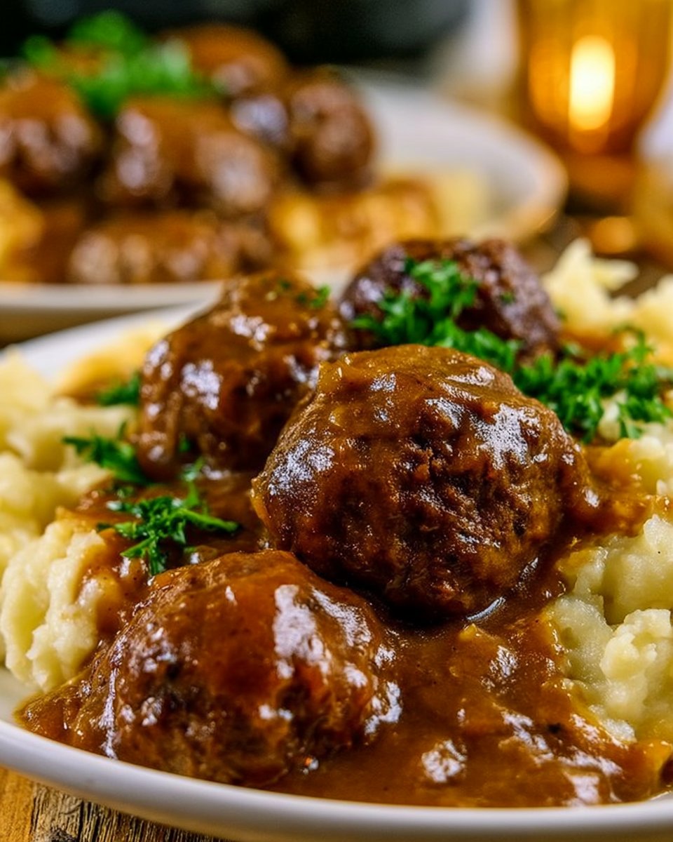 Slow Cooker Salisbury Steak Meatballs Recipe