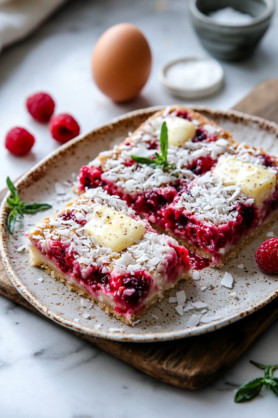 Raspberry Coconut Squares
