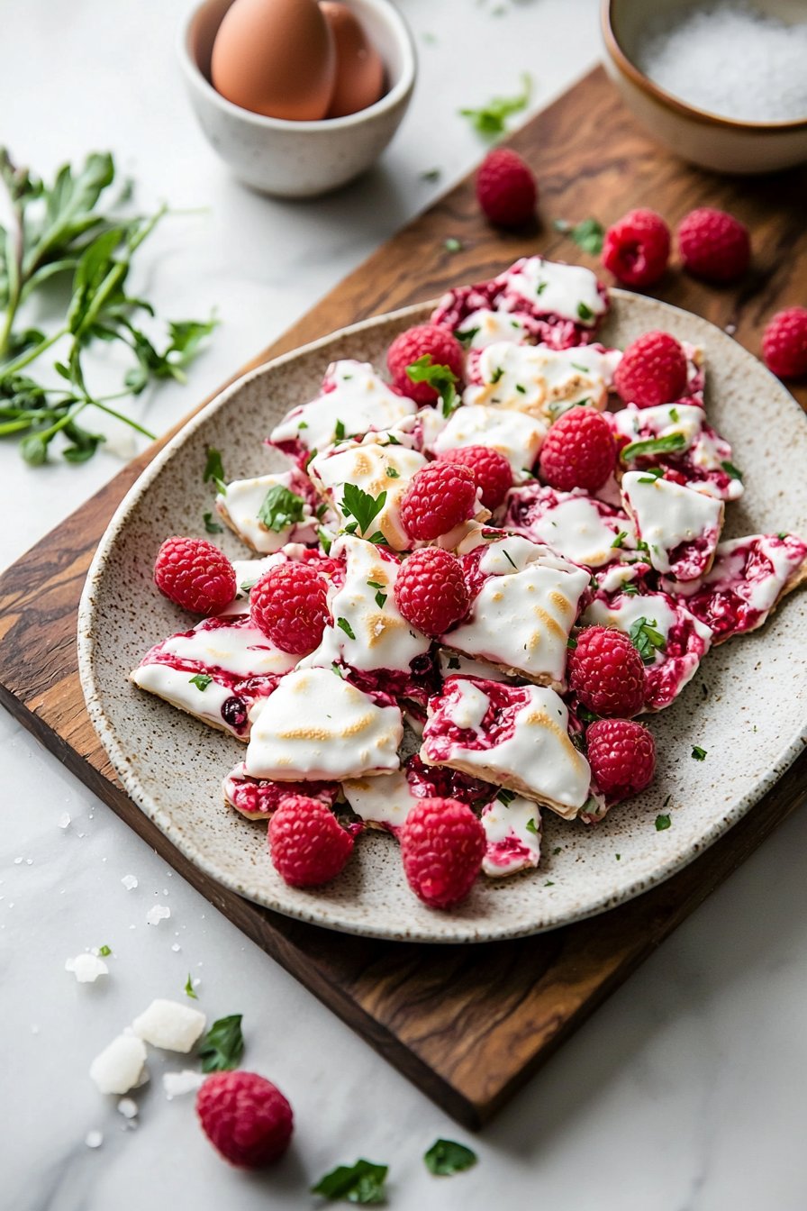 Raspberry Meringue Bark