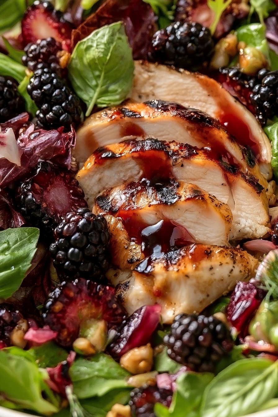 Blackberry Basil Salad with Grilled Chicken