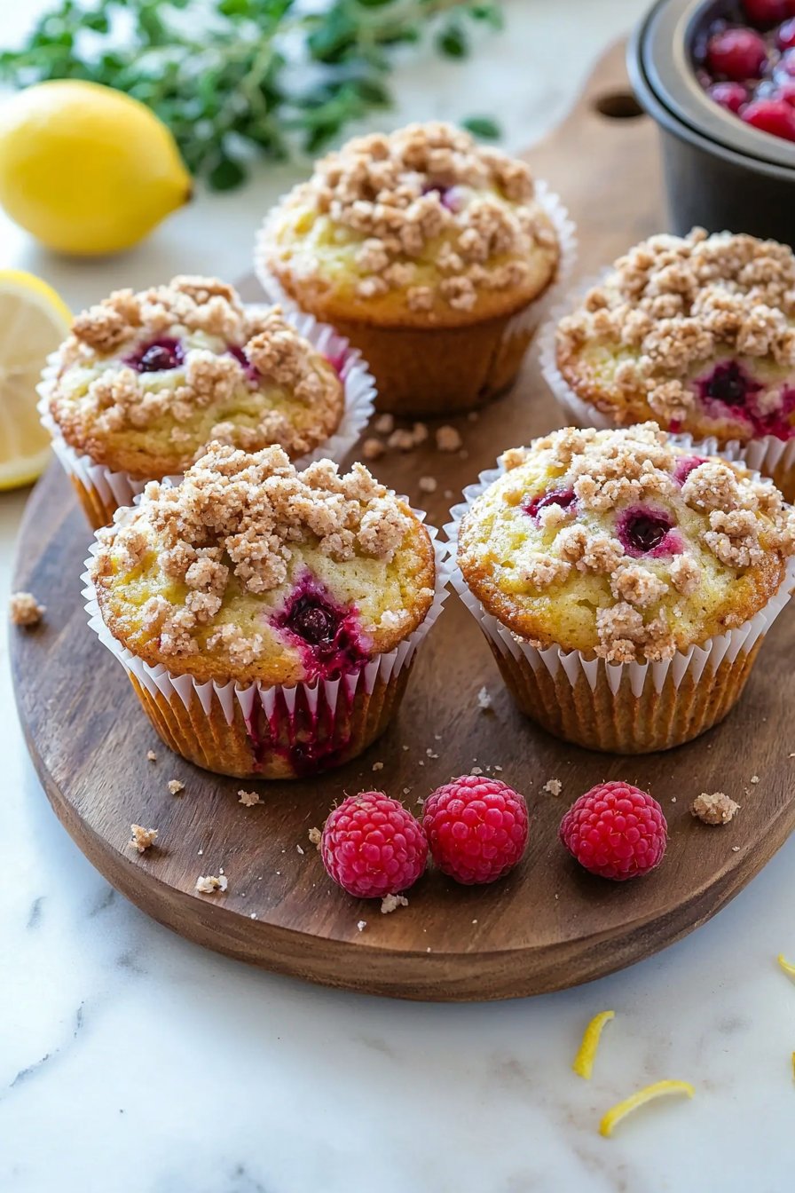 Lemon Raspberry Streusel Muffins