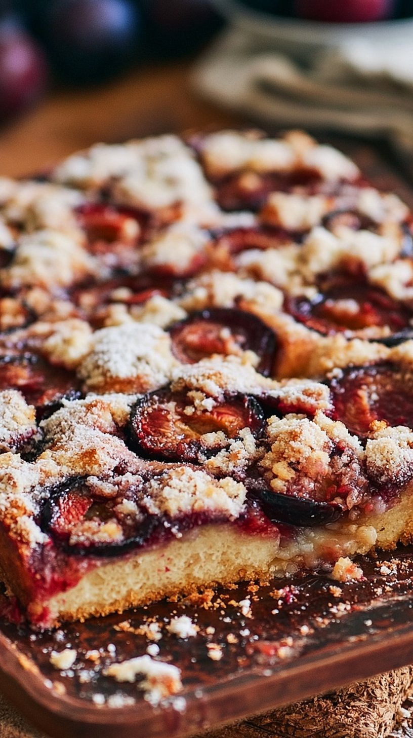 Zwetschgenkuchen mit Hefeteig und Streuseln