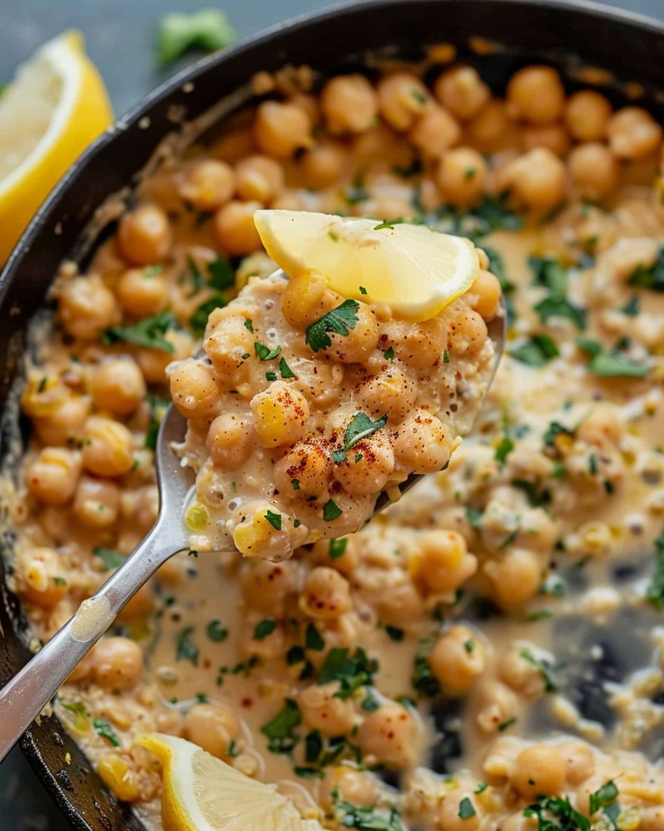 Creamy Lemon Pepper Chickpea Skillet