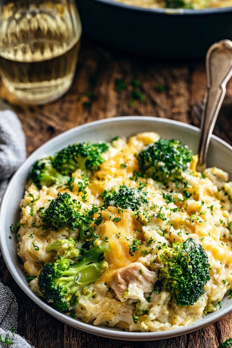 30 Minute One Pot Cheesy Chicken Broccoli Rice Casserole