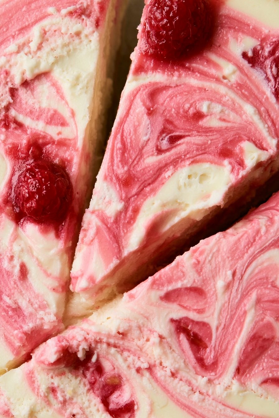 White Chocolate Raspberry Swirl Cheesecake