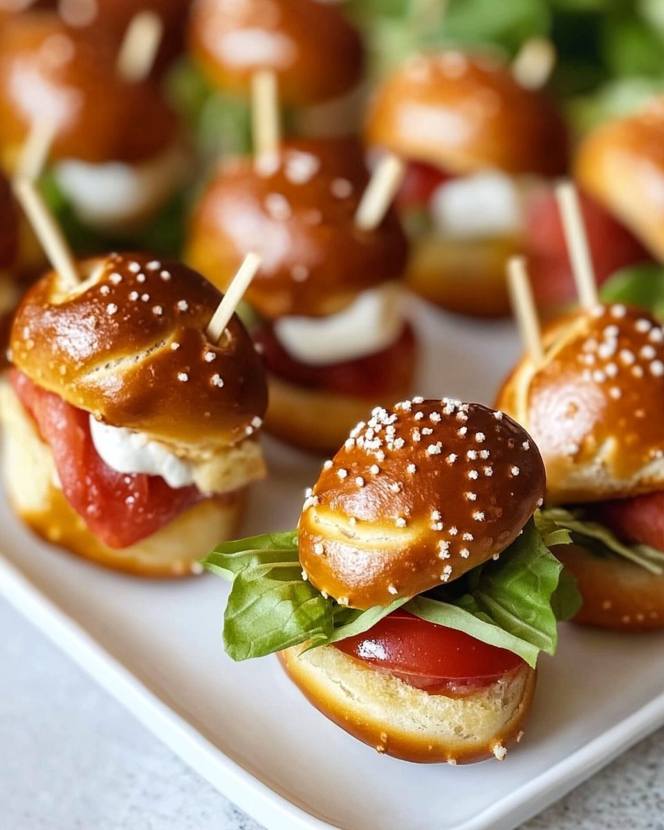 Mini-Sandwich-Bites aus Brezelbissen sind eine witzige Ergänzung zu Ihrem Snack-Angebot beim Tailgating. nicht nur sind diese ti…