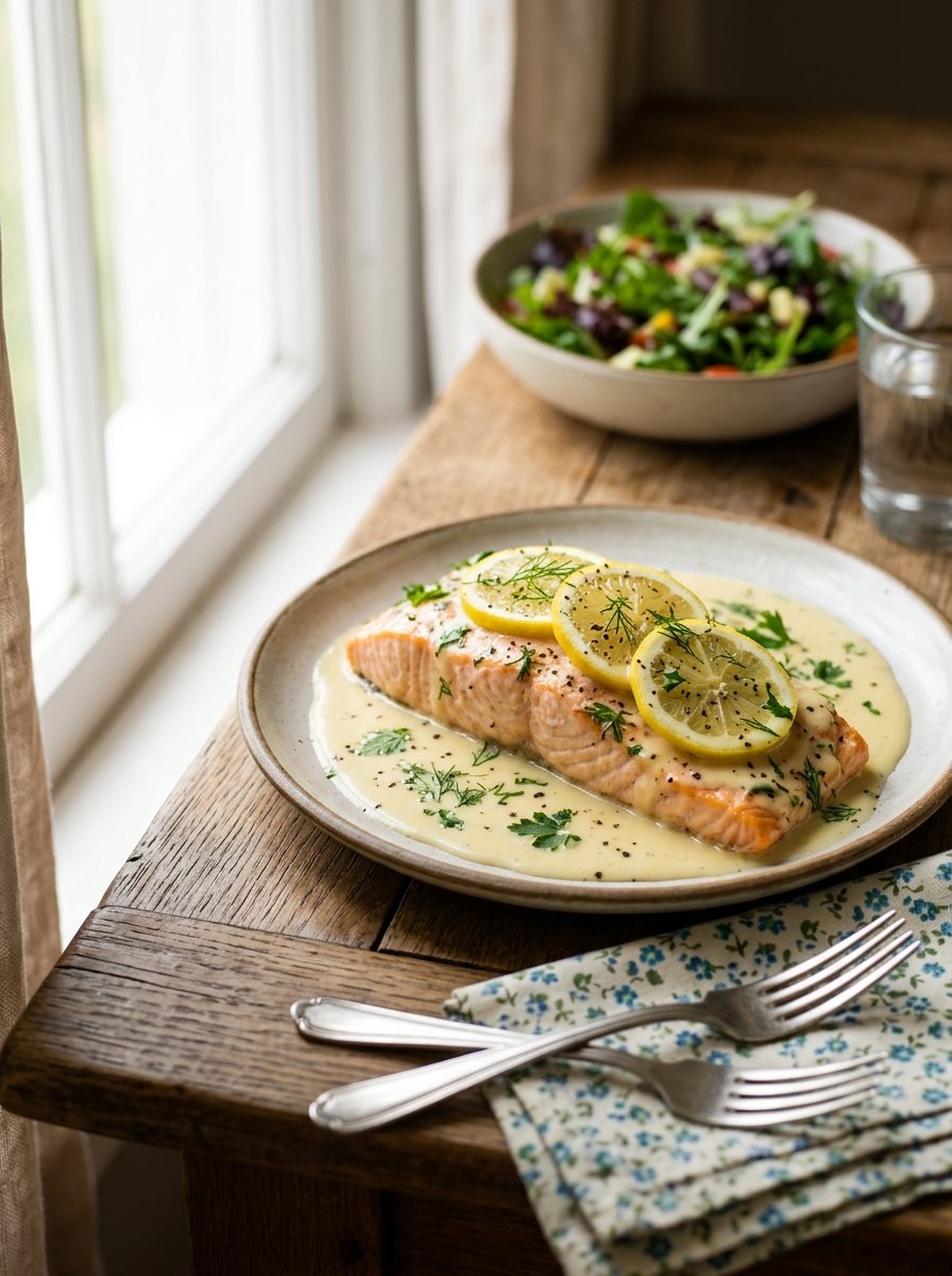 The Ultimate Baked Salmon with Lemon Butter Cream Sauce