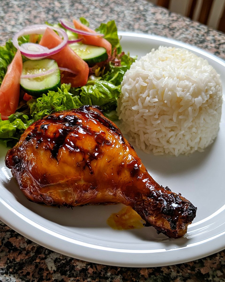 Honey Garlic Roasted Chicken with Steamed Rice & Fresh Garden Salad