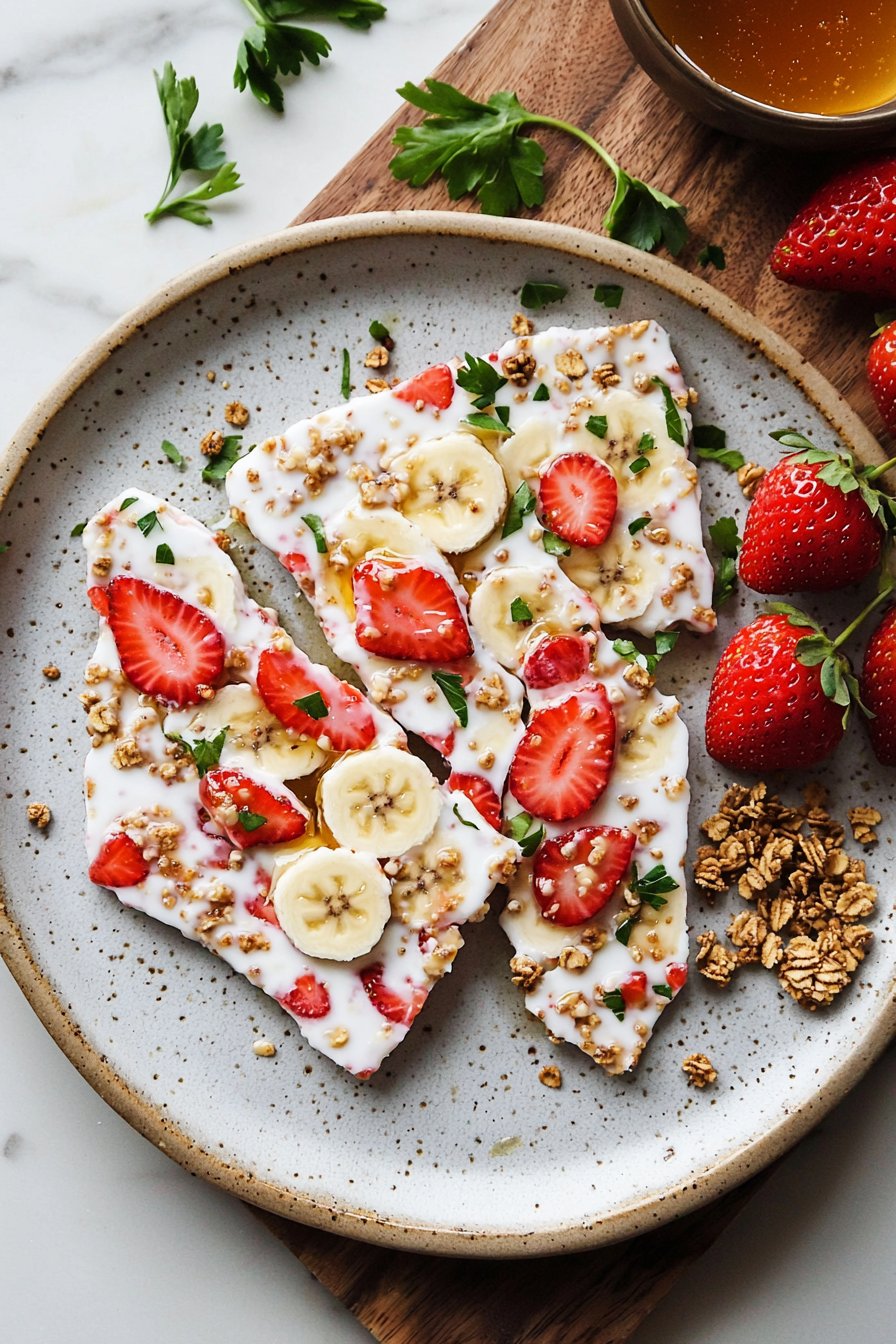 Frozen Strawberry Banana Yogurt Bark