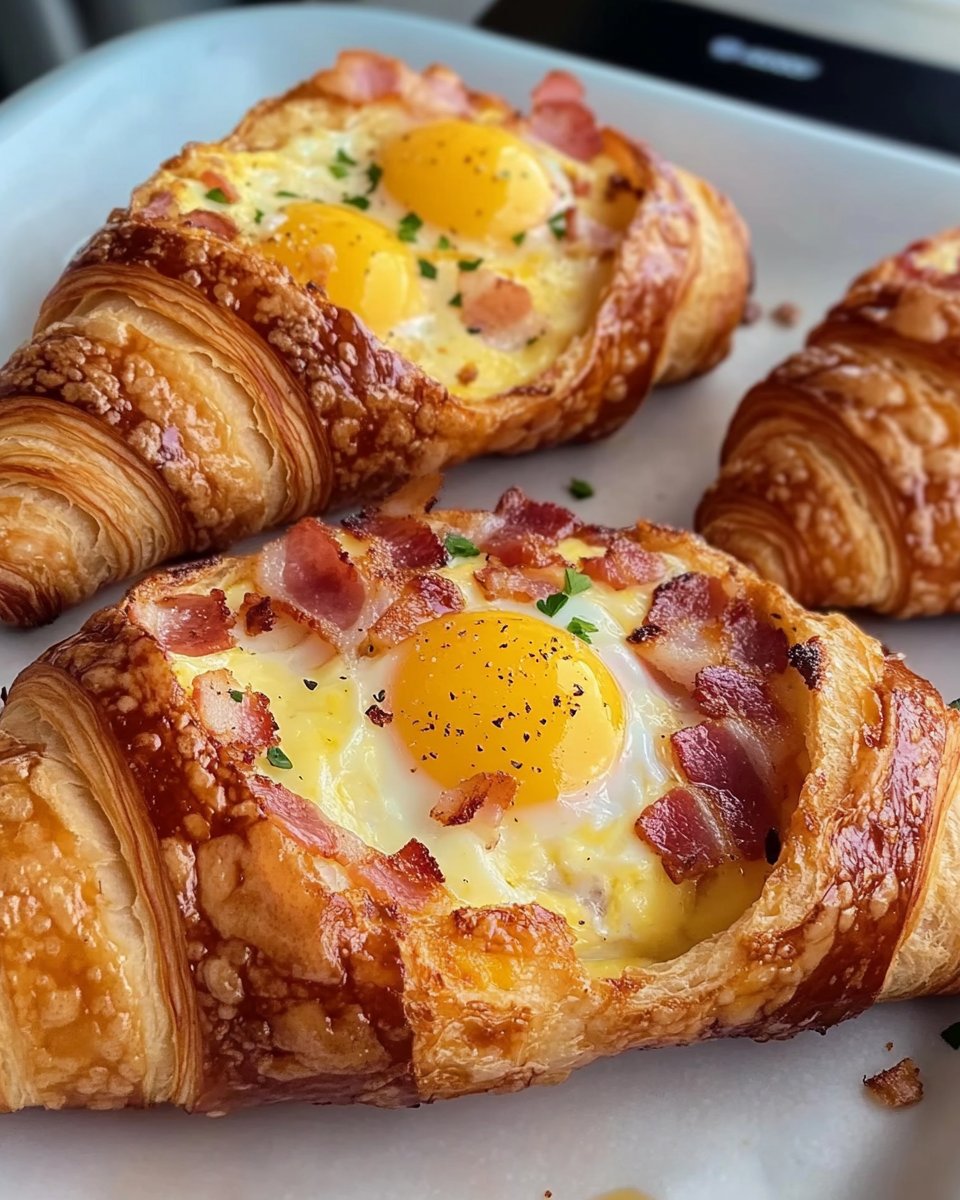 Eier- und Speck-Croissant-Boote