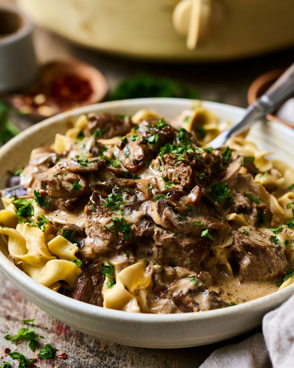 Slow Cooker Beef Stroganoff