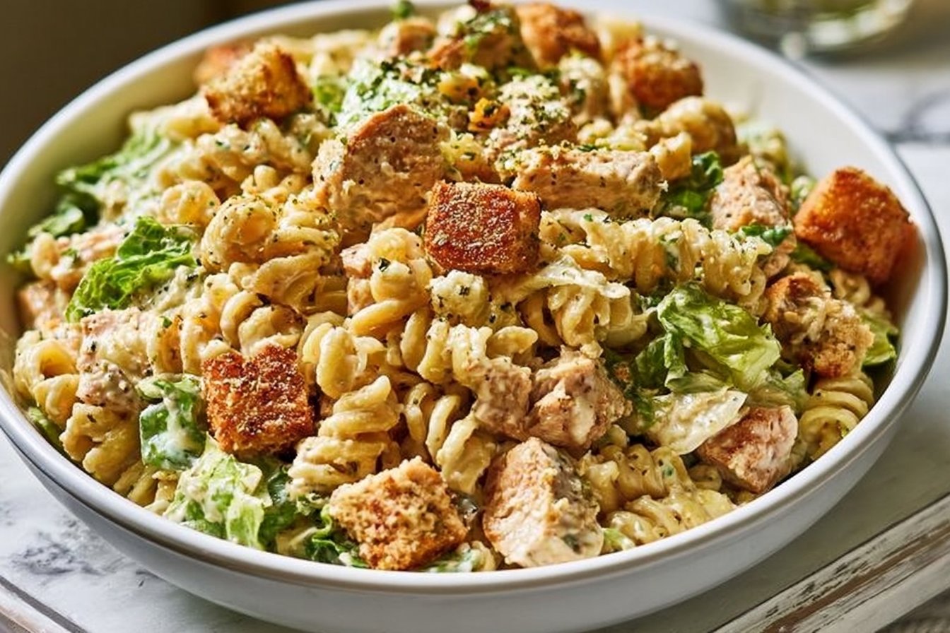 Chicken Caesar Pasta Salad Recipe 2 Easy Chicken Caesar Pasta Salad