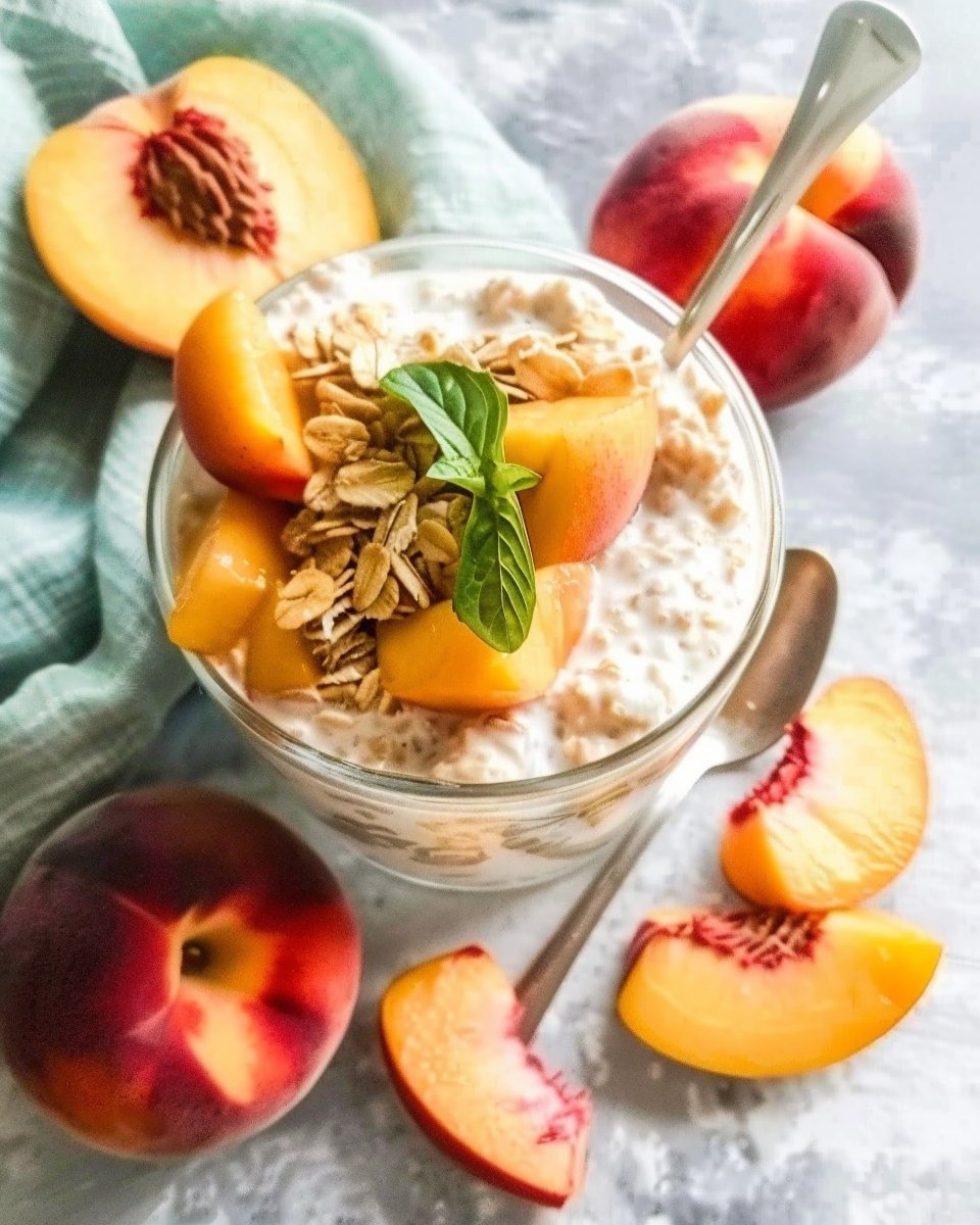 Easy Peach Overnight Oats with Greek Yogurt