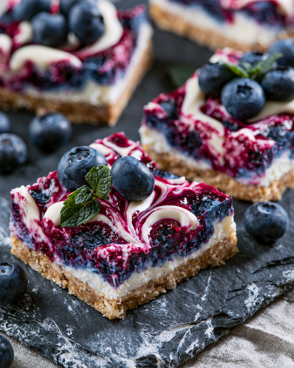 No Bake Blueberry Cheesecake Bars