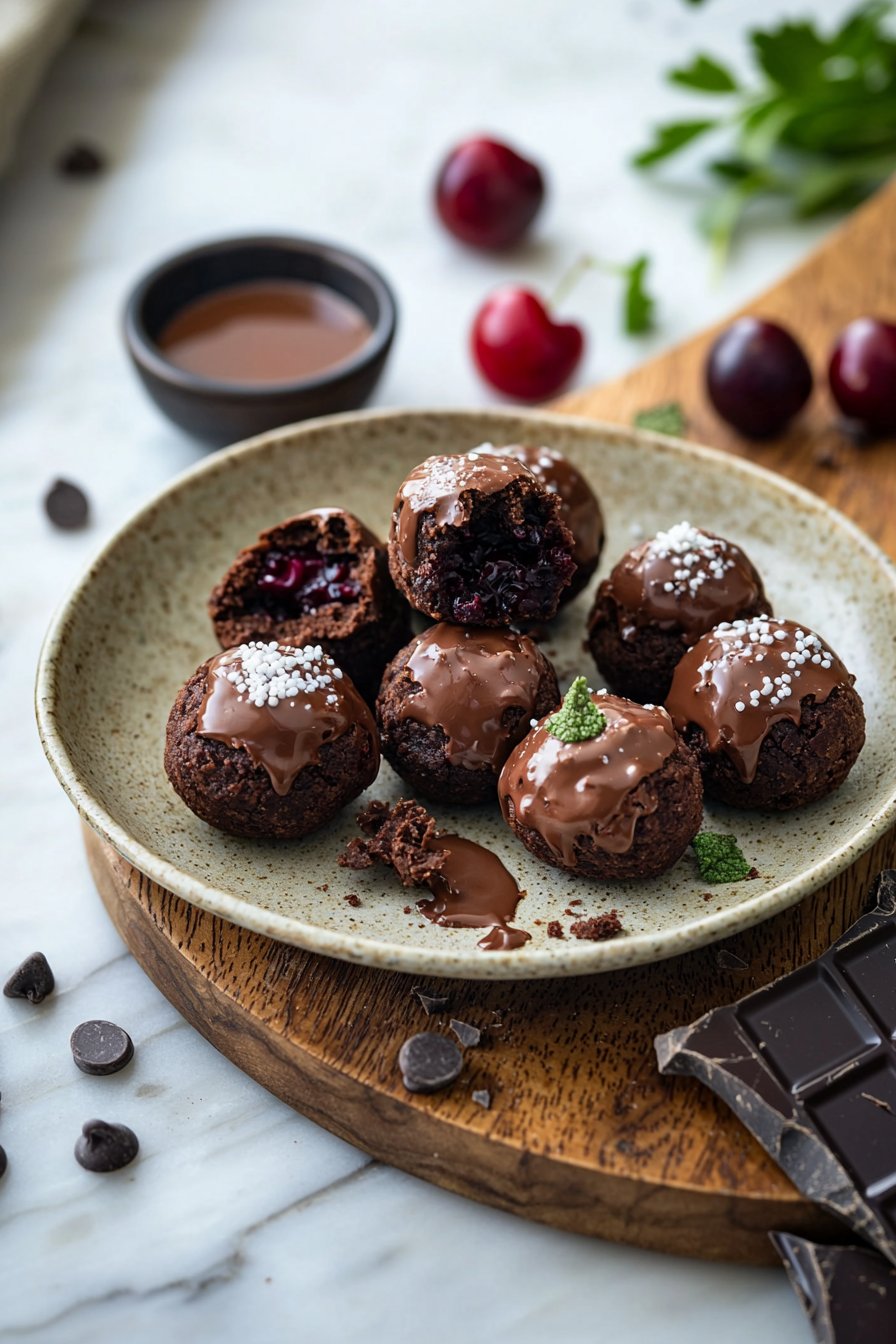 Chocolate Cherry Brownie Truffles