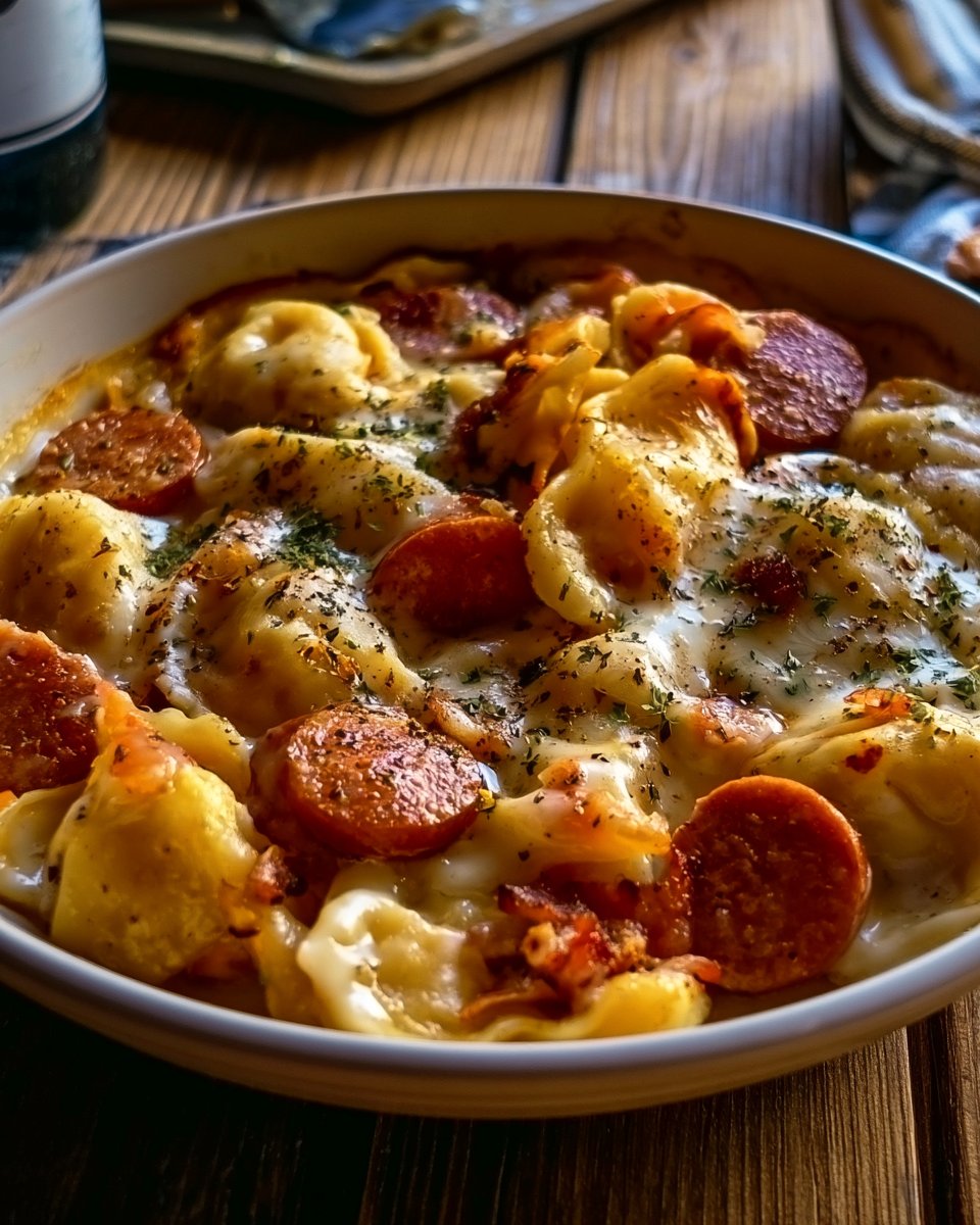 Crockpot Pierogi Casserole with Kielbasa
