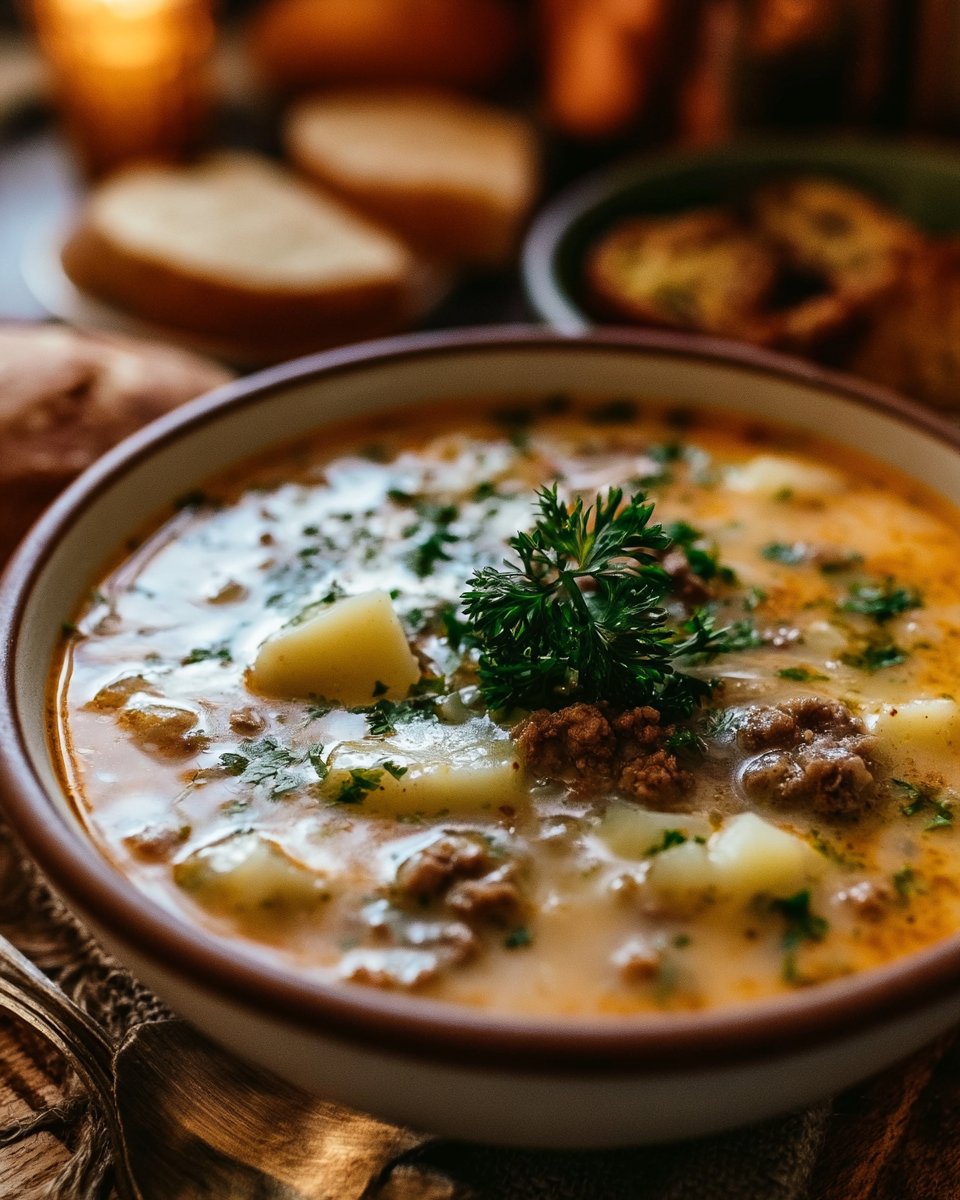 Creamy Potato Hamburger Soup Recipe